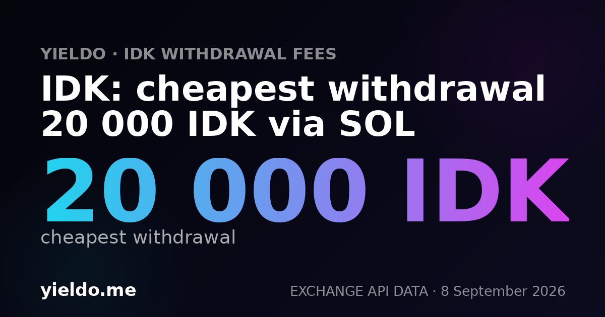 IDK: cheapest withdrawal 20 000 IDK via SOL