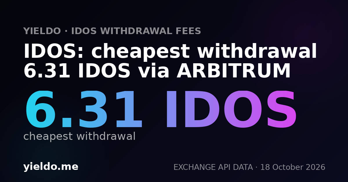 IDOS: cheapest withdrawal 6.31 IDOS via ARBITRUM