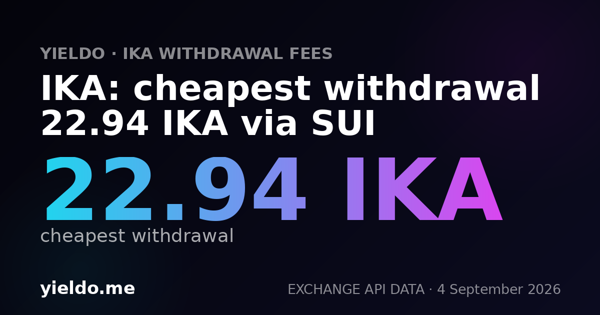 IKA: cheapest withdrawal 22.94 IKA via SUI
