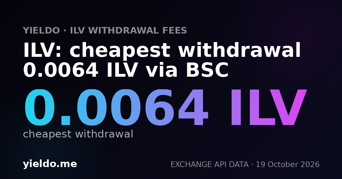 ILV: cheapest withdrawal 0.0064 ILV via BSC