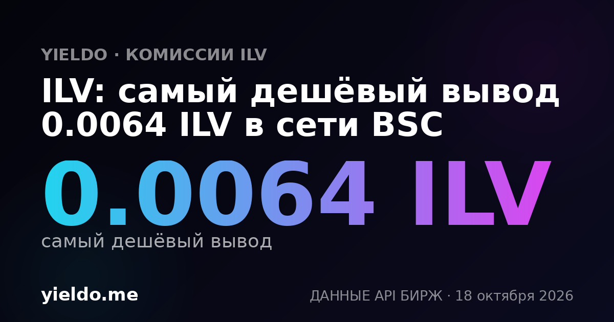 ILV: самый дешёвый вывод 0.0064 ILV в сети BSC
