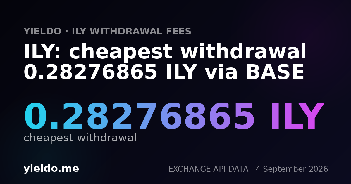 ILY: cheapest withdrawal 0.28276865 ILY via BASE