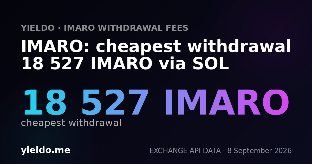 IMARO: cheapest withdrawal 18 527 IMARO via SOL