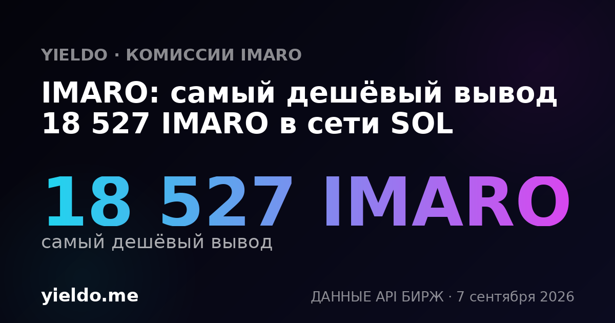 IMARO: самый дешёвый вывод 18 527 IMARO в сети SOL