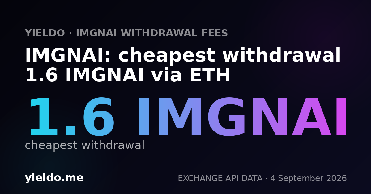 IMGNAI: cheapest withdrawal 1.6 IMGNAI via ETH