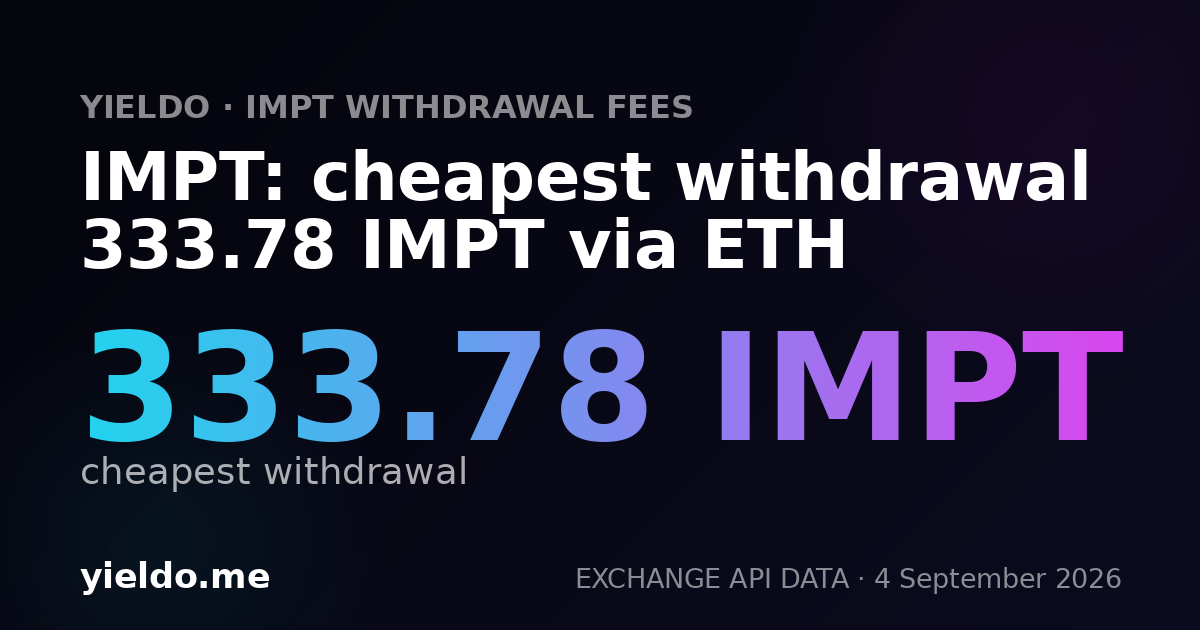IMPT: cheapest withdrawal 333.78 IMPT via ETH