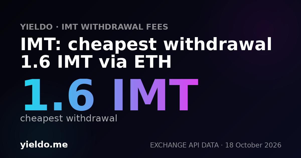 IMT: cheapest withdrawal 1.6 IMT via ETH