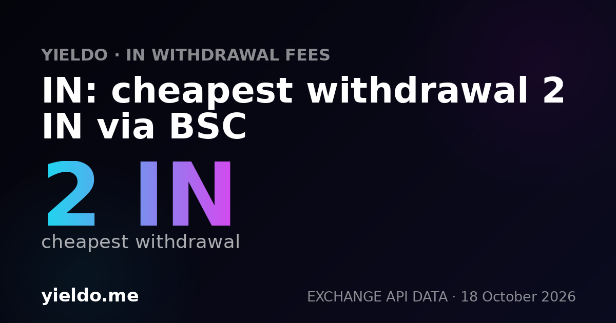 IN: cheapest withdrawal 2 IN via BSC