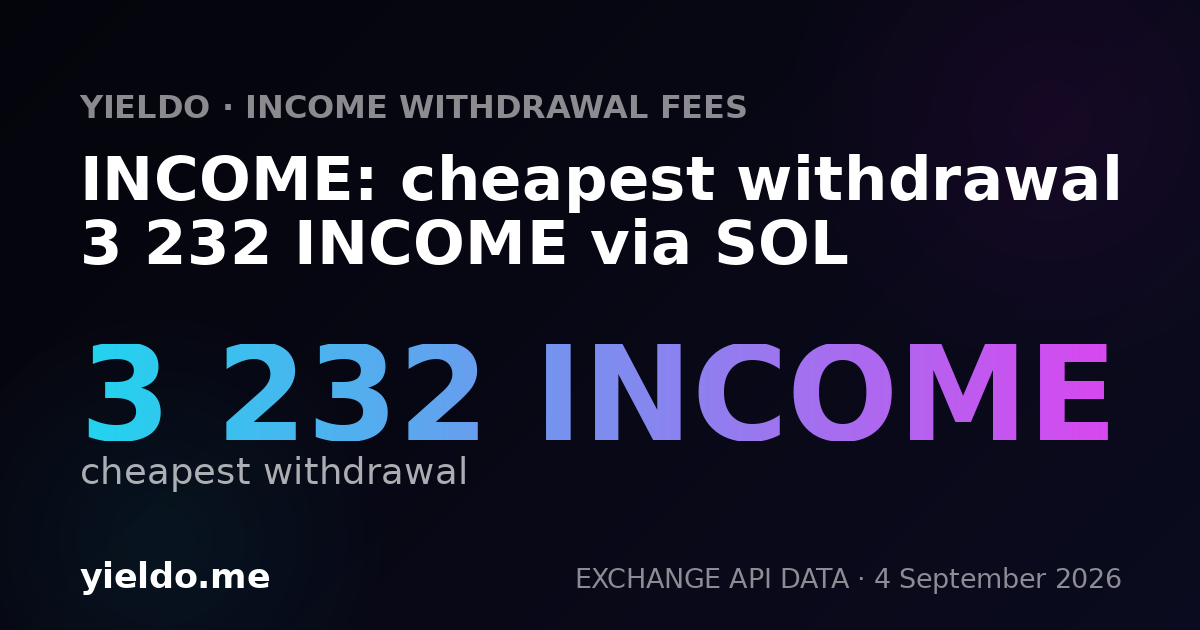 INCOME: cheapest withdrawal 3 232 INCOME via SOL