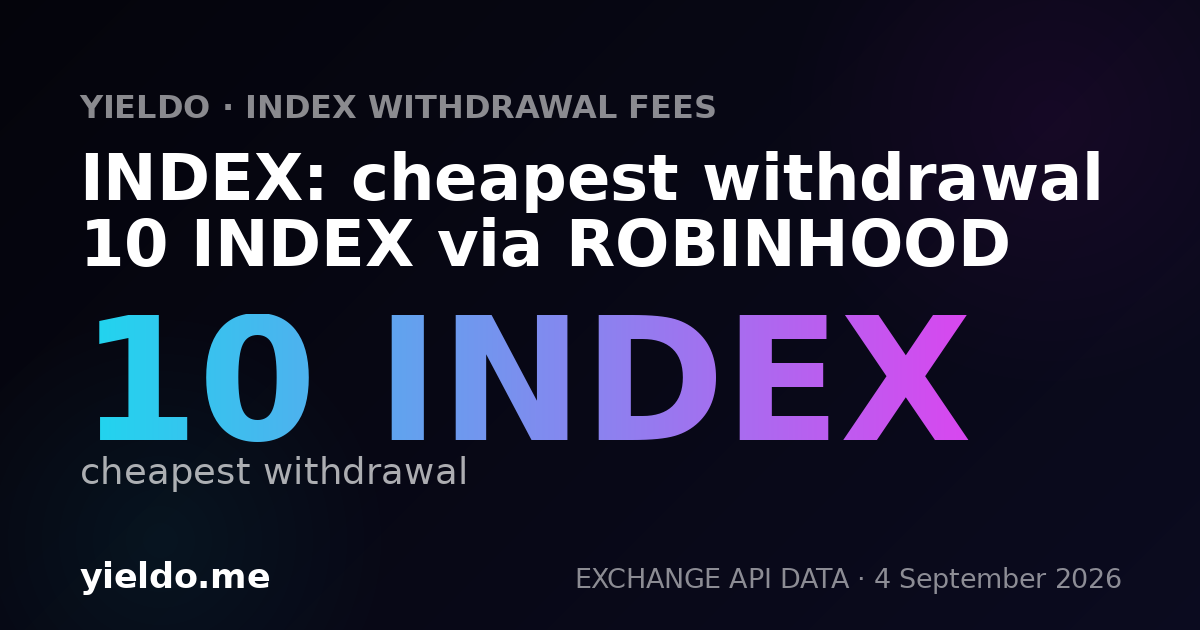 INDEX: cheapest withdrawal 10 INDEX via ROBINHOOD