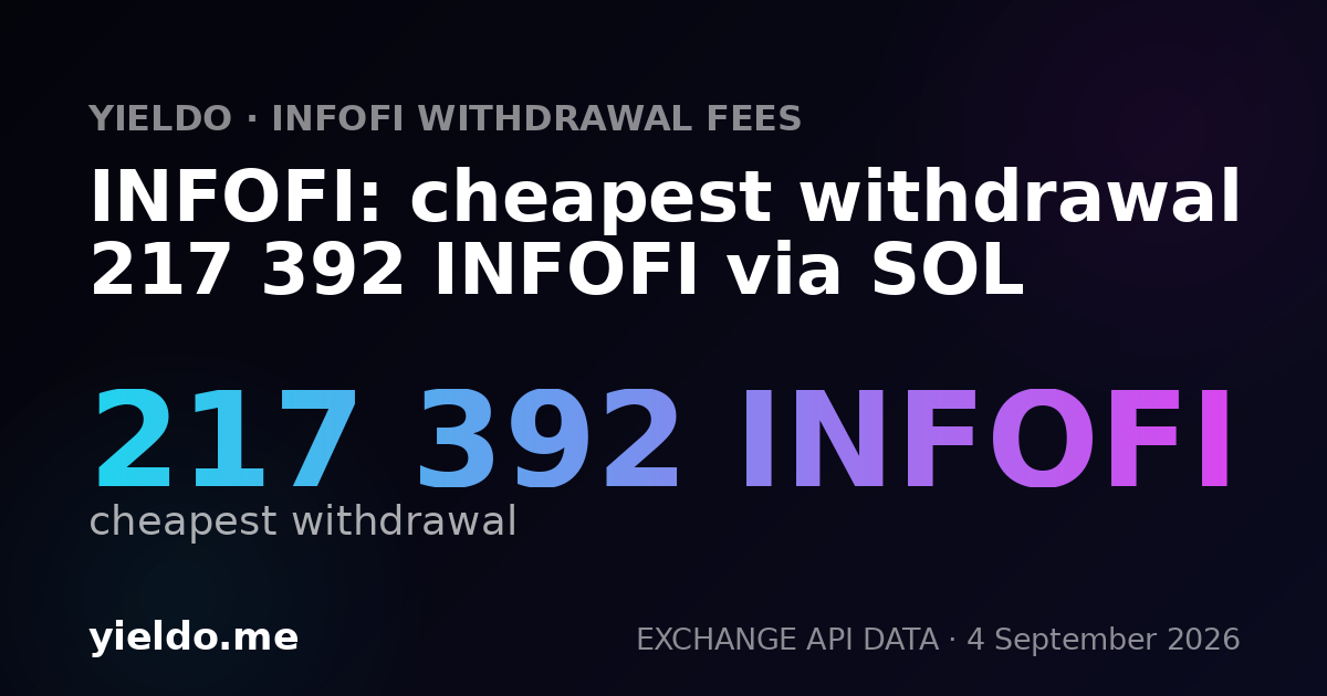 INFOFI: cheapest withdrawal 217 392 INFOFI via SOL