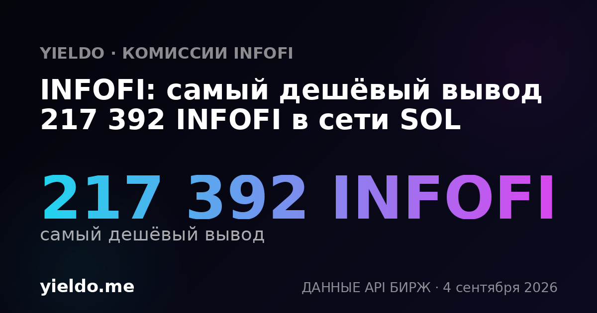 INFOFI: самый дешёвый вывод 217 392 INFOFI в сети SOL
