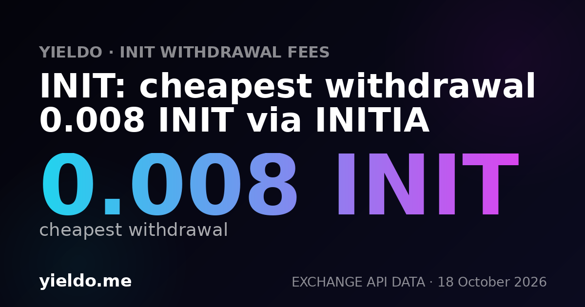 INIT: cheapest withdrawal 0.008 INIT via INITIA