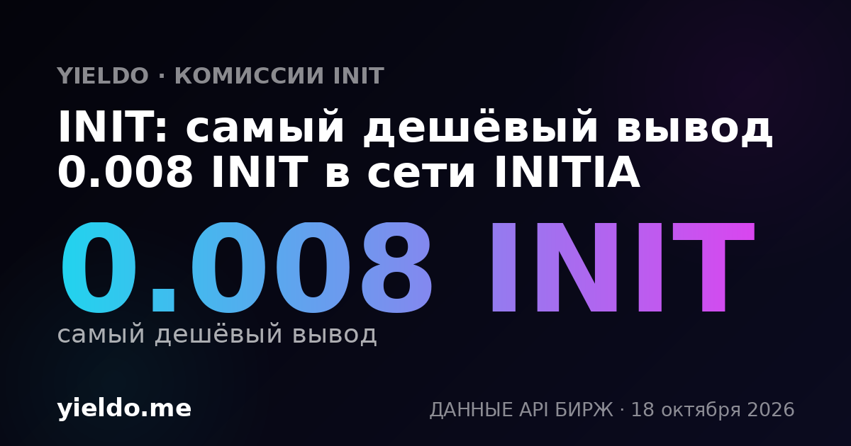 INIT: самый дешёвый вывод 0.008 INIT в сети INITIA