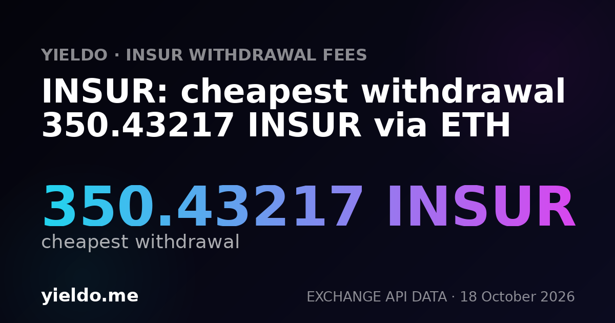 INSUR: cheapest withdrawal 350.43217 INSUR via ETH