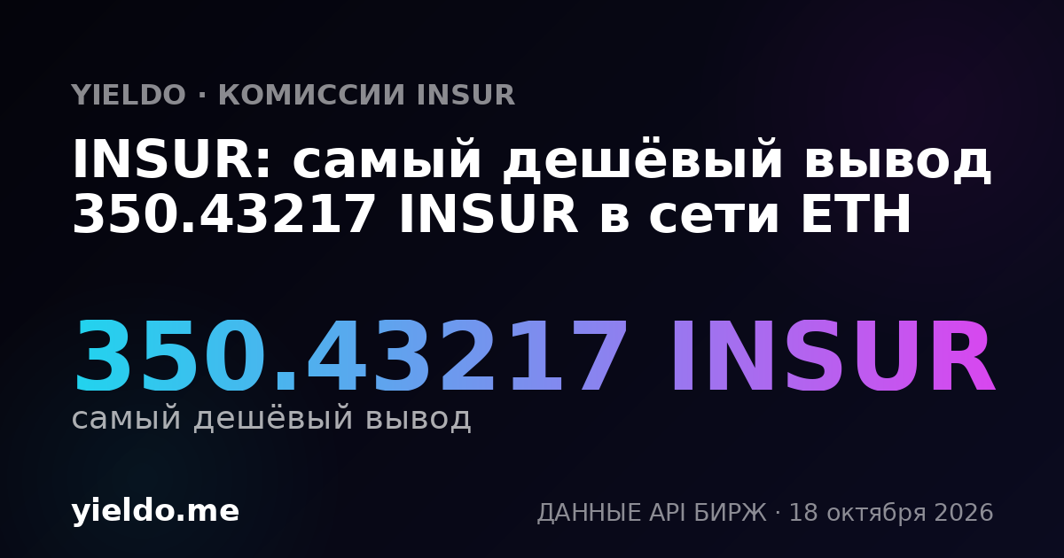 INSUR: самый дешёвый вывод 350.43217 INSUR в сети ETH