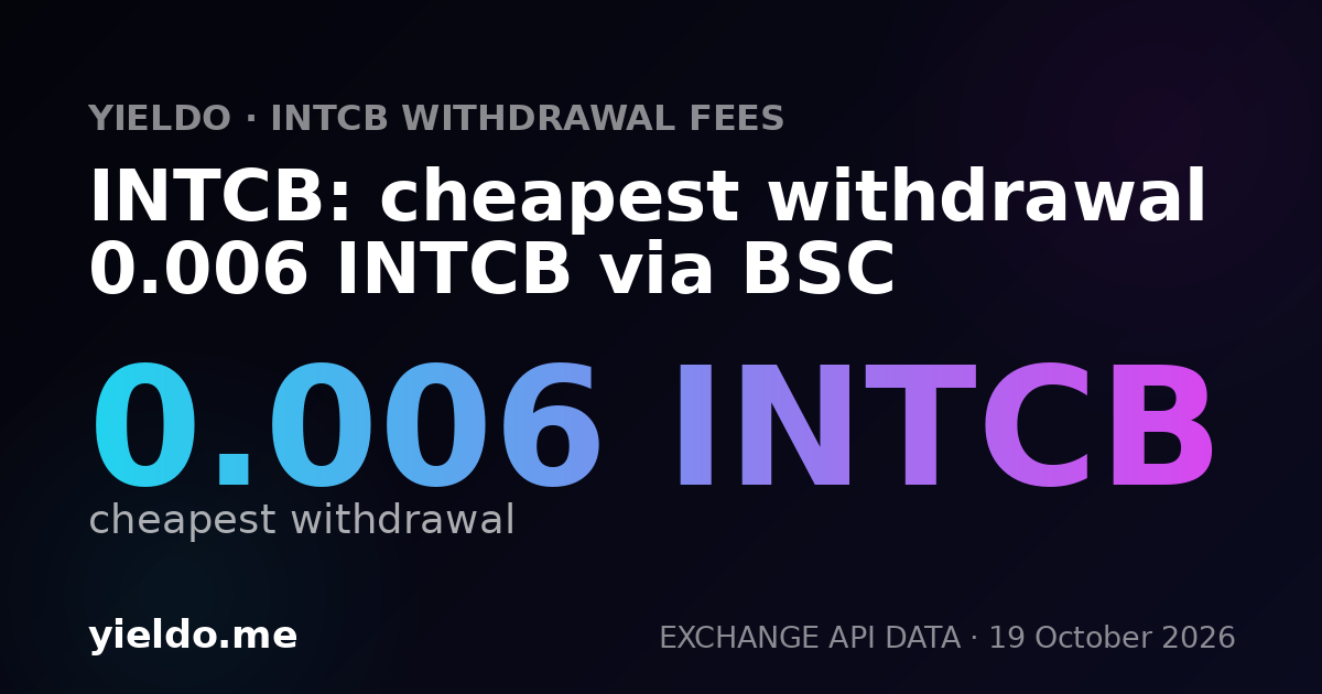 INTCB: cheapest withdrawal 0.006 INTCB via BSC