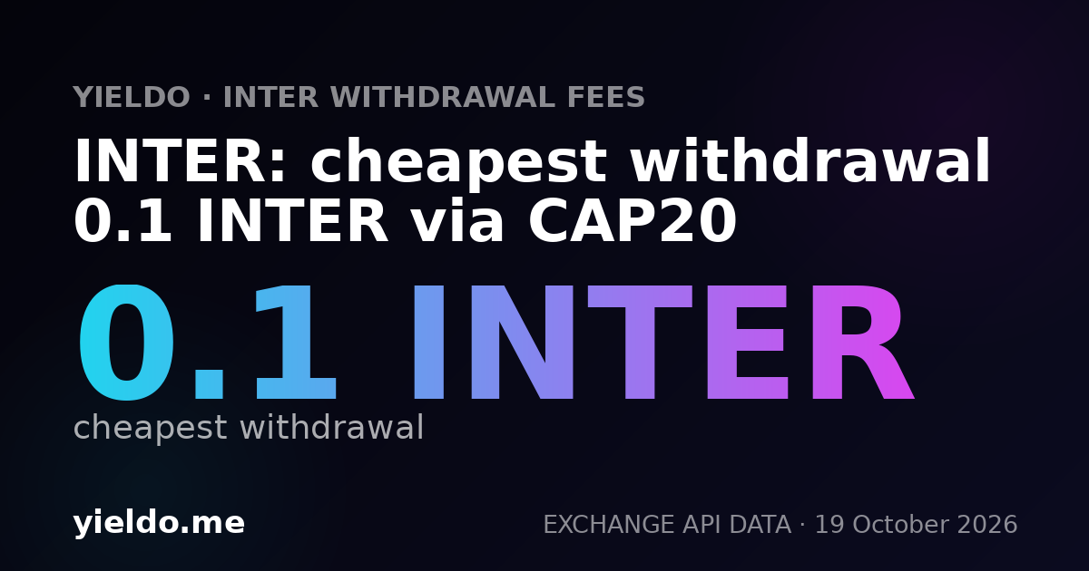 INTER: cheapest withdrawal 0.1 INTER via CAP20