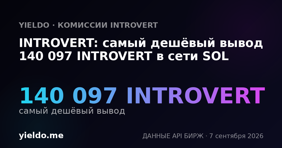 INTROVERT: самый дешёвый вывод 140 097 INTROVERT в сети SOL
