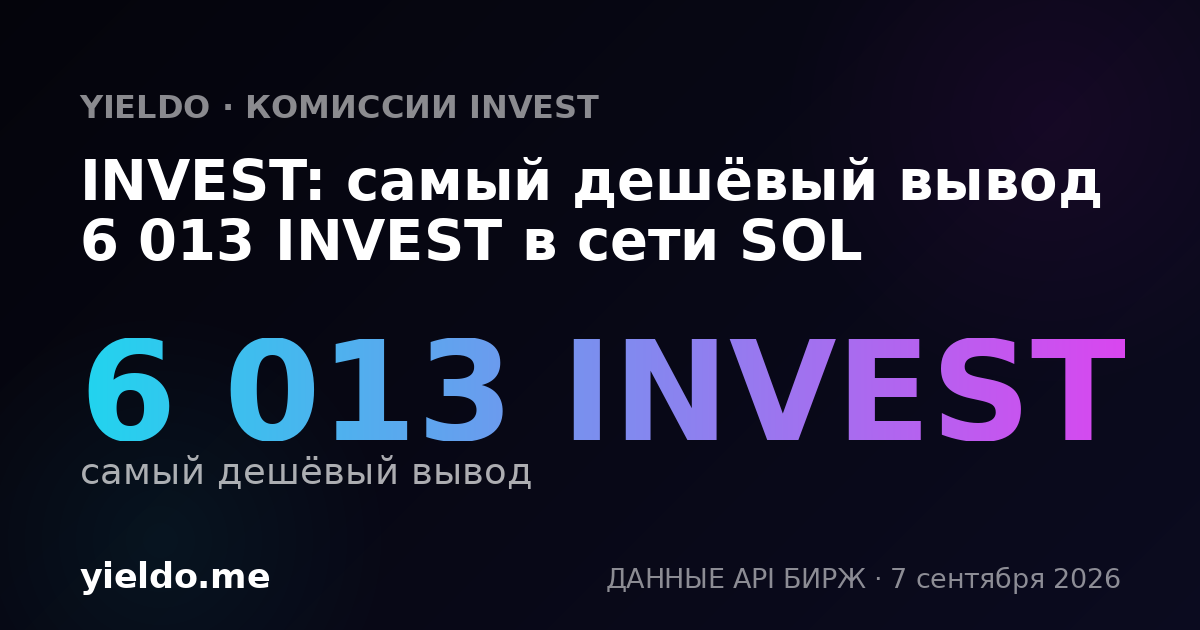 INVEST: самый дешёвый вывод 6 013 INVEST в сети SOL