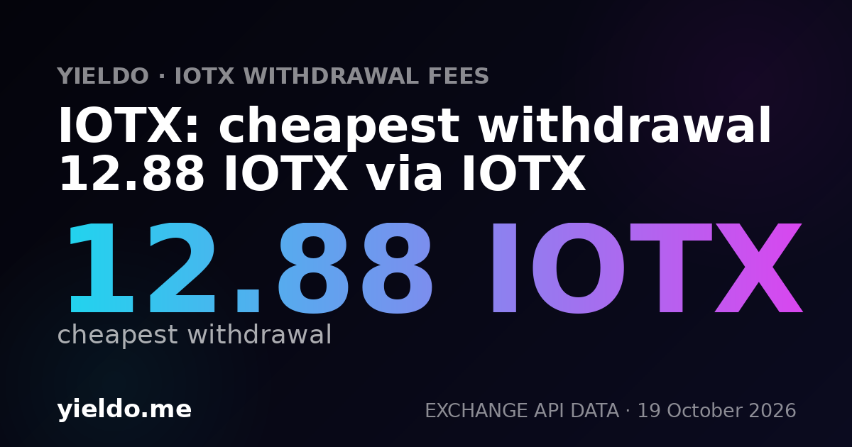 IOTX: cheapest withdrawal 0.12 IOTX via IOTX