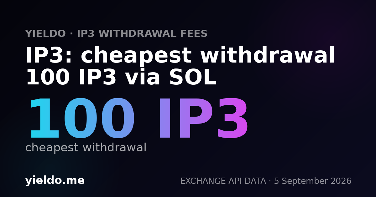IP3: cheapest withdrawal 100 IP3 via SOL