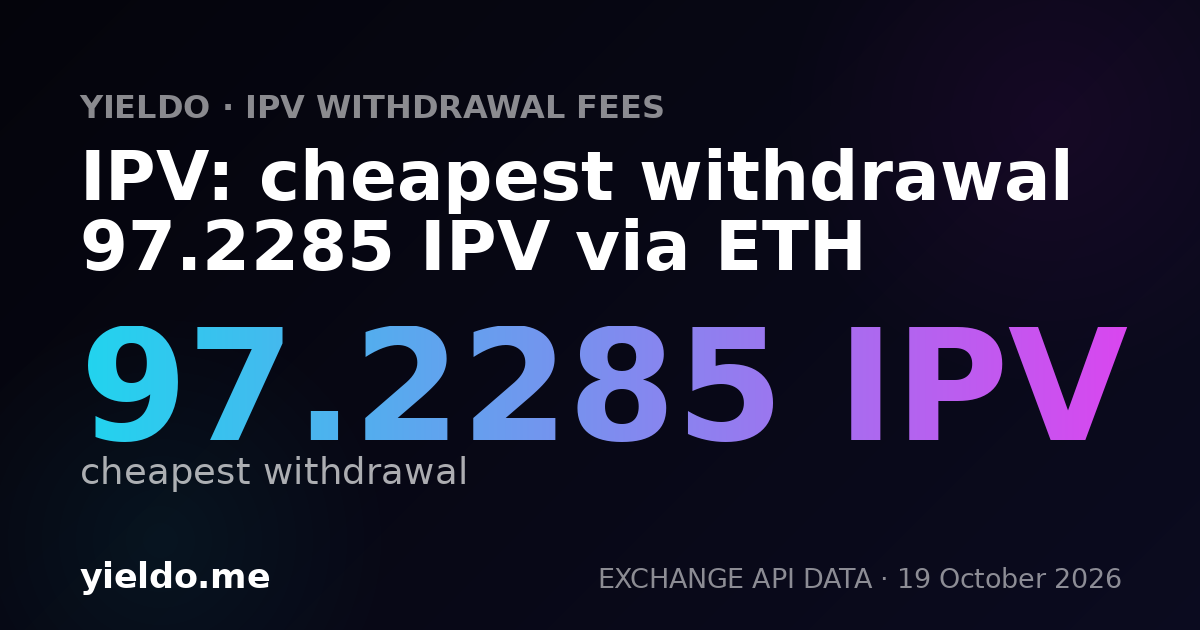 IPV: cheapest withdrawal 97.2285 IPV via ETH