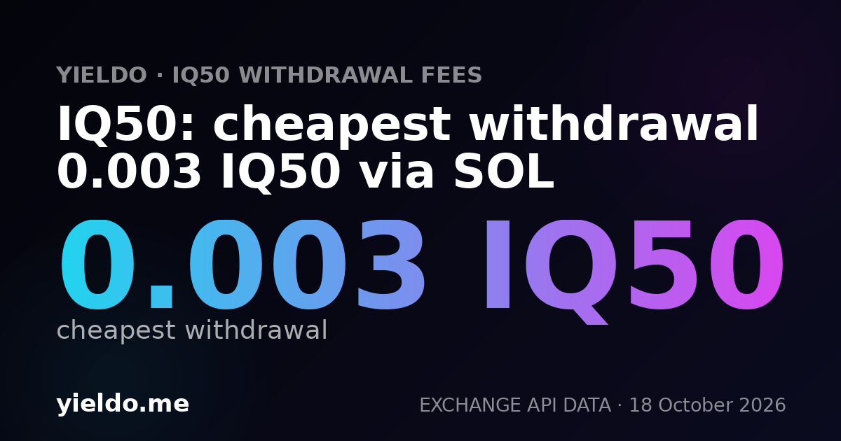 IQ50: cheapest withdrawal 0.003 IQ50 via SOL