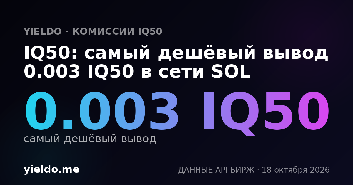 IQ50: самый дешёвый вывод 0.003 IQ50 в сети SOL