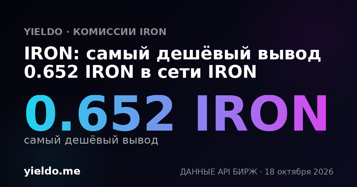 IRON: самый дешёвый вывод 0.652 IRON в сети IRON