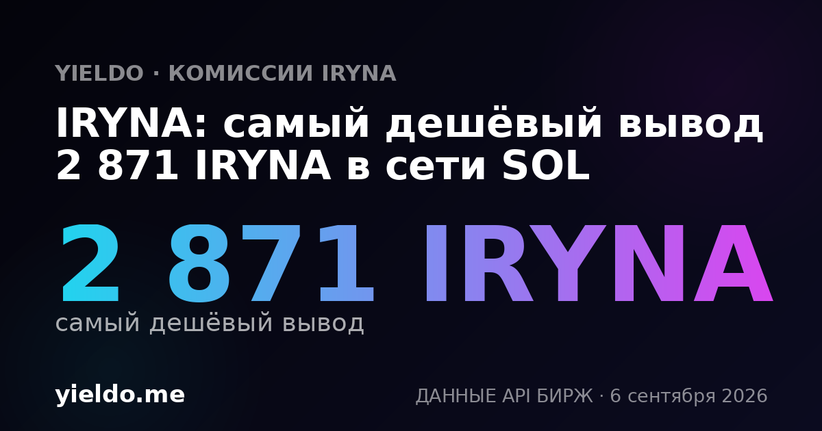 IRYNA: самый дешёвый вывод 2 871 IRYNA в сети SOL