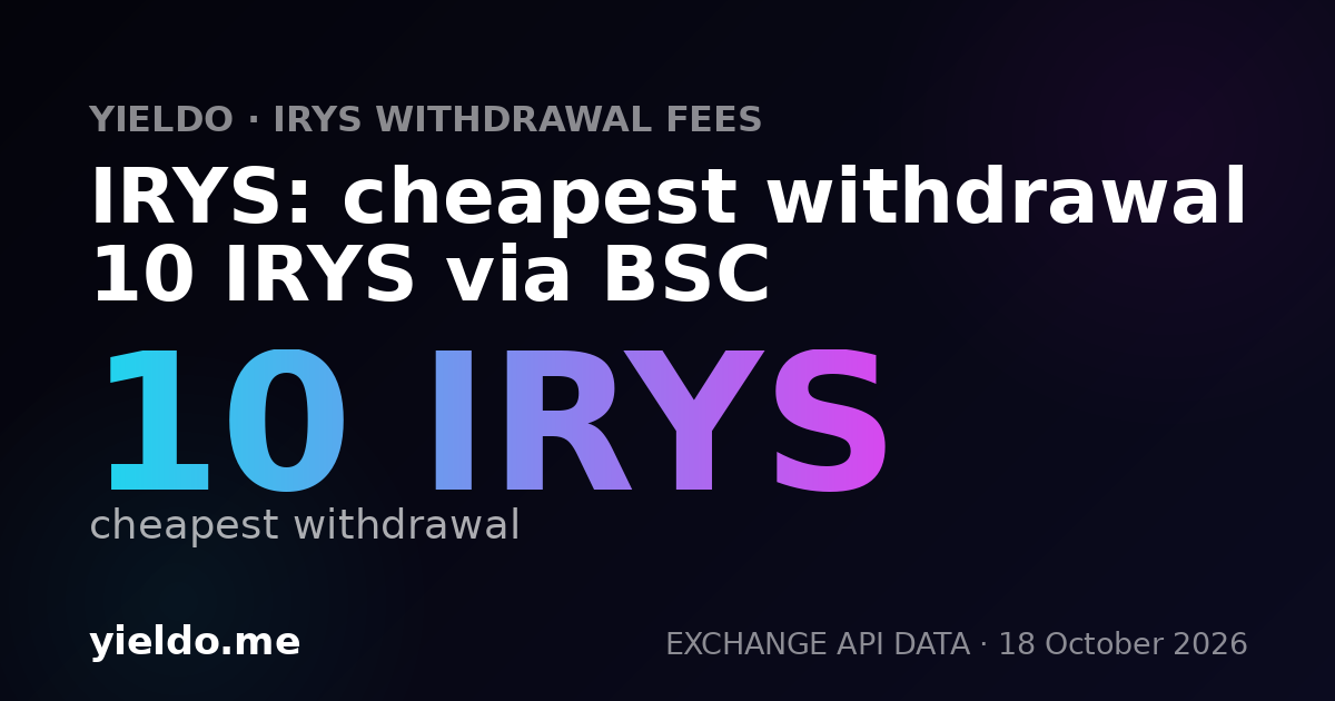 IRYS: cheapest withdrawal 10 IRYS via BSC
