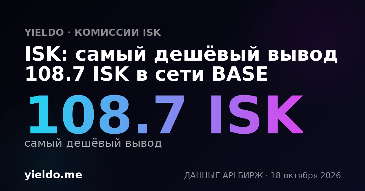 ISK: самый дешёвый вывод 108.7 ISK в сети BASE