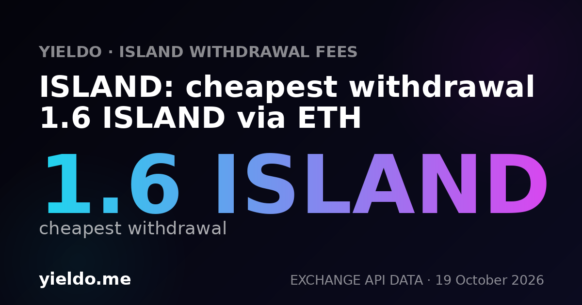 ISLAND: cheapest withdrawal 1.6 ISLAND via ETH