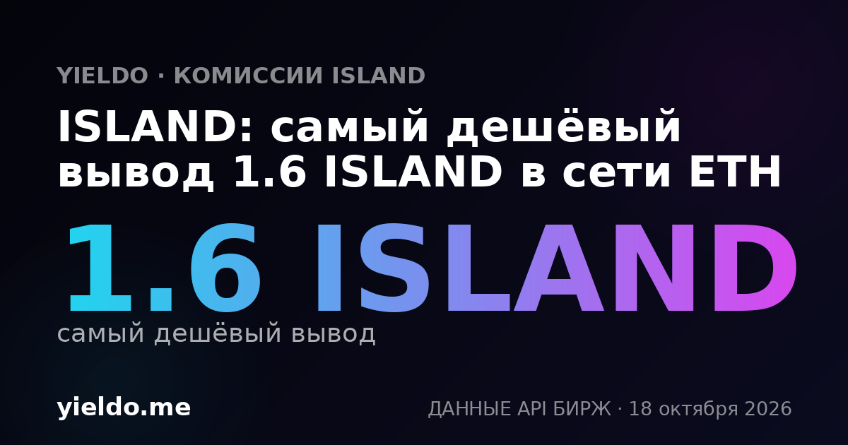 ISLAND: самый дешёвый вывод 1.6 ISLAND в сети ETH