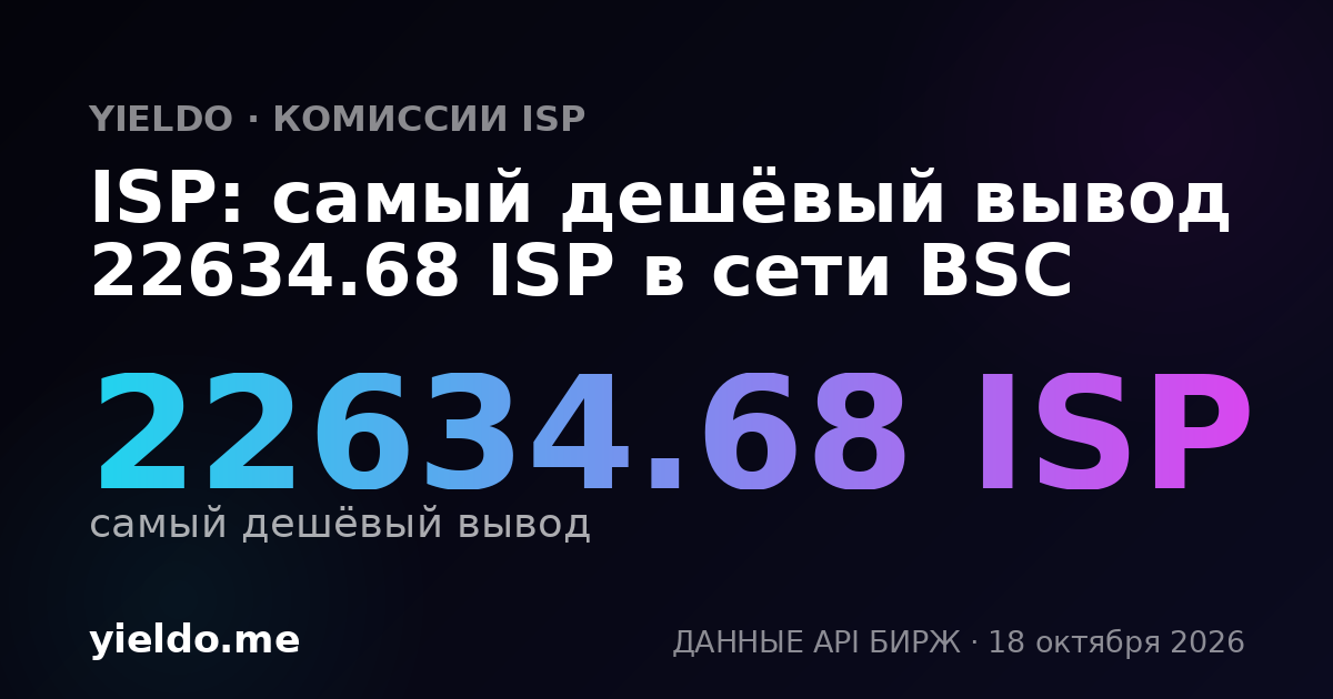 ISP: самый дешёвый вывод 22634.68 ISP в сети BSC