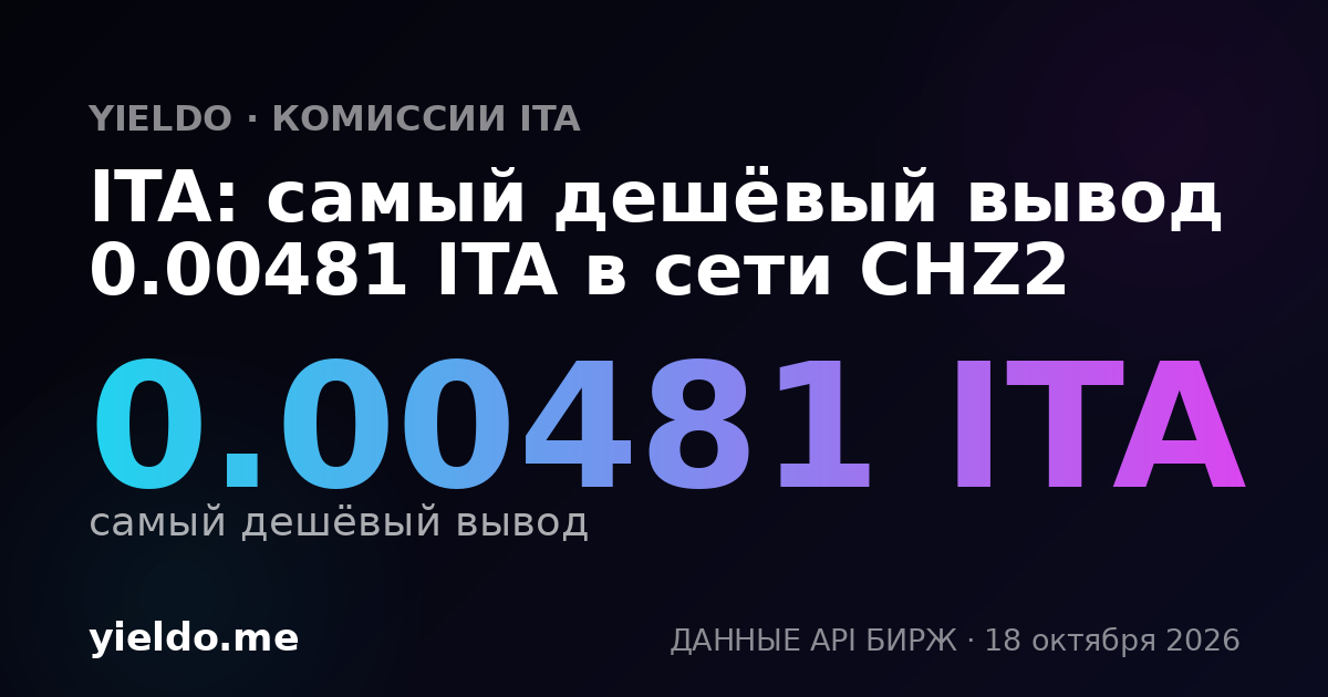 ITA: самый дешёвый вывод 0.00481 ITA в сети CHZ2