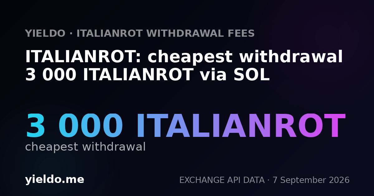 ITALIANROT: cheapest withdrawal 3 000 ITALIANROT via SOL