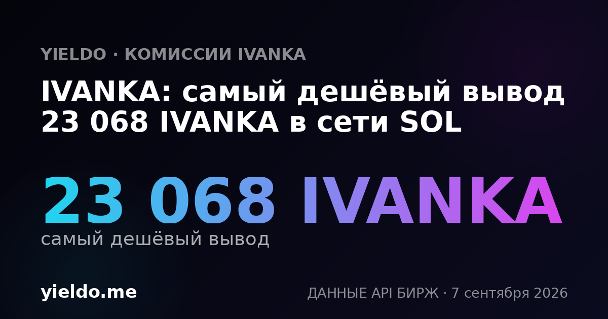IVANKA: самый дешёвый вывод 23 068 IVANKA в сети SOL