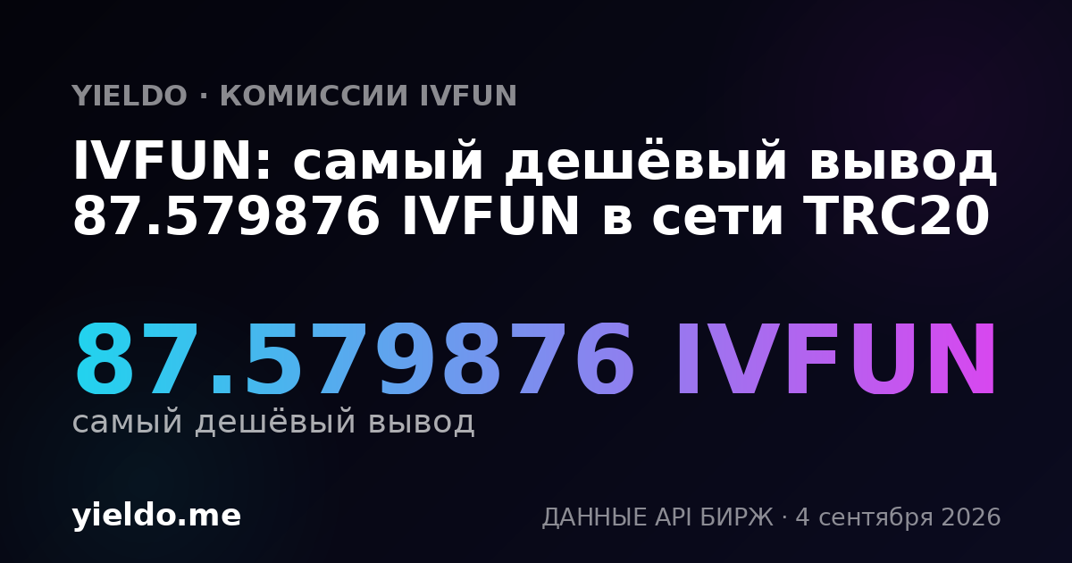 IVFUN: самый дешёвый вывод 87.579876 IVFUN в сети TRC20