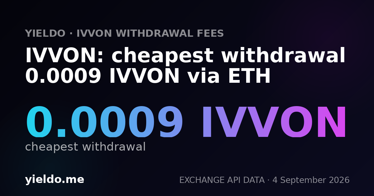 IVVON: cheapest withdrawal 0.0009 IVVON via ETH