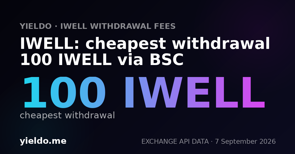 IWELL: cheapest withdrawal 100 IWELL via BSC