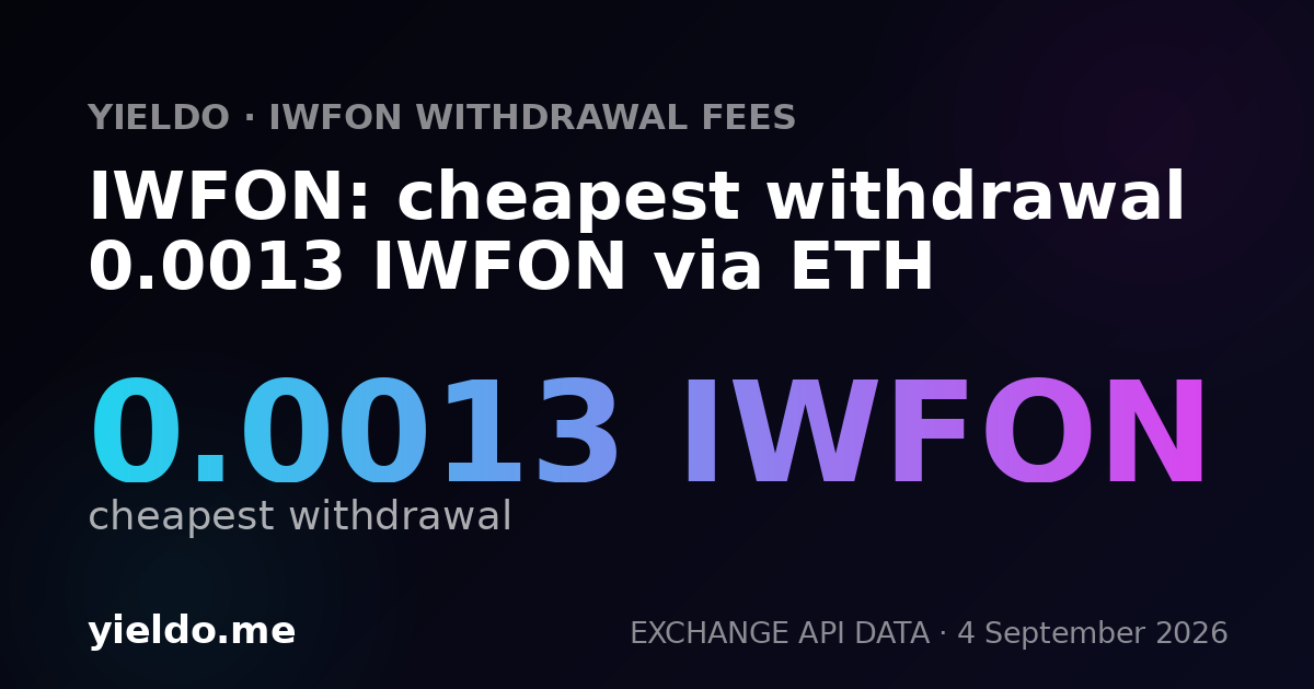IWFON: cheapest withdrawal 0.0013 IWFON via ETH