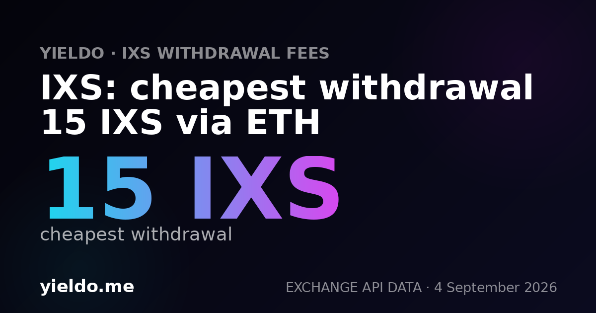 IXS: cheapest withdrawal 15 IXS via ETH