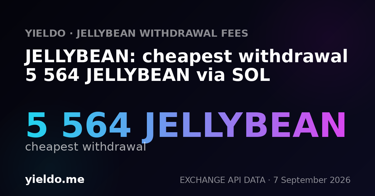 JELLYBEAN: cheapest withdrawal 5 564 JELLYBEAN via SOL