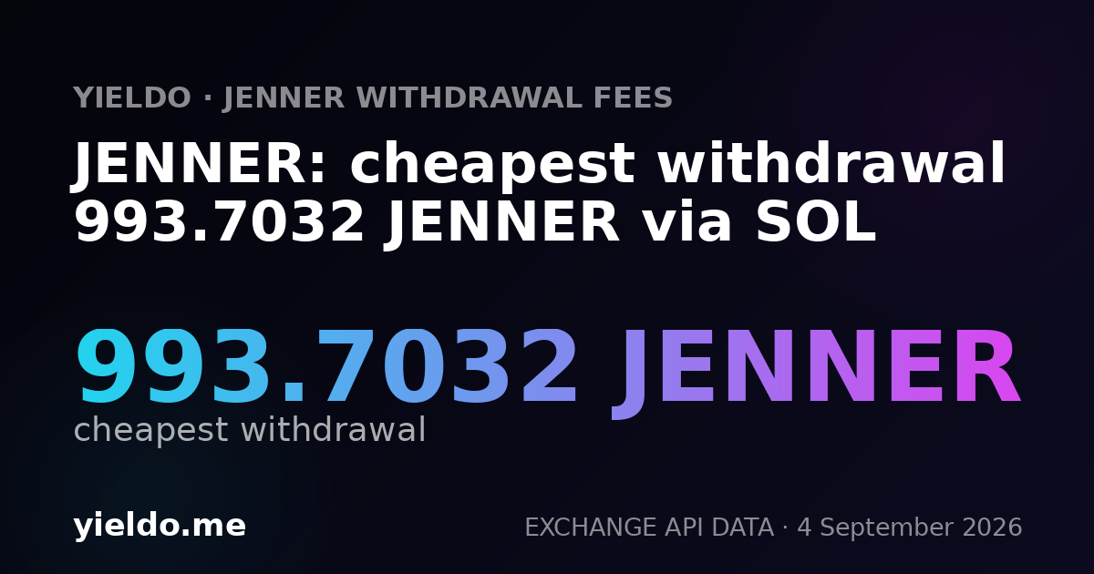 JENNER: cheapest withdrawal 993.7032 JENNER via SOL