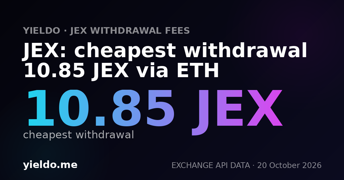 JEX: cheapest withdrawal 10.85 JEX via ETH