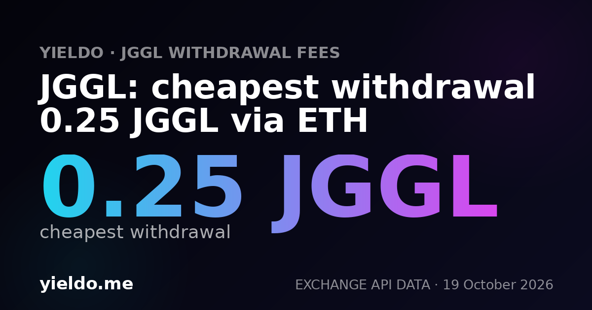 JGGL: cheapest withdrawal 0.25 JGGL via ETH
