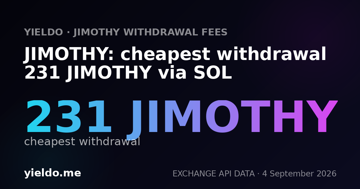 JIMOTHY: cheapest withdrawal 231 JIMOTHY via SOL