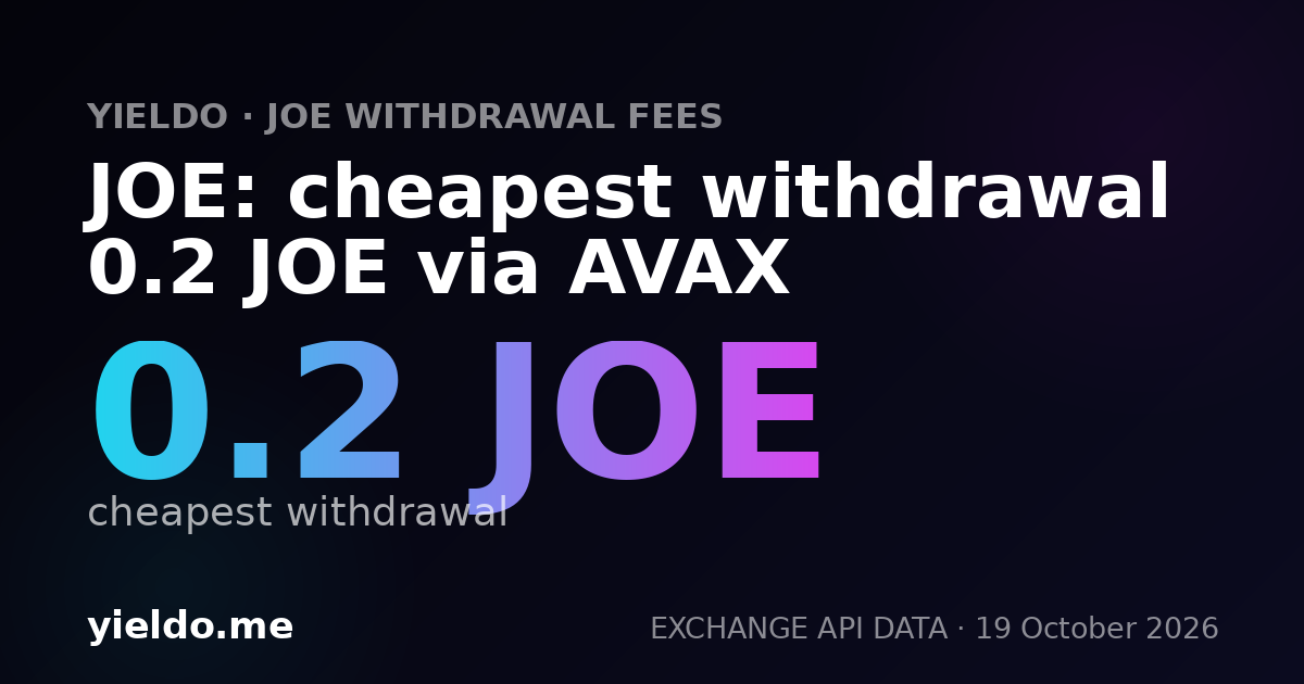 JOE: cheapest withdrawal 0.2 JOE via AVAX